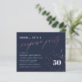 Budget Navy & Roos Gold Script Surprise Party (Staand voorkant)