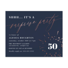 Budget Navy & Roos Gold Script Surprise Party