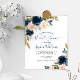 Budget Navy & Roze Bruiloft Uitnodiging