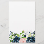 Budget navy roze elegant floral bruiloft flyer (Achterkant)