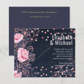 BUDGET Navy Roze Rosegoud Bruidsboeket Bloemen (Voorkant / Achterkant)