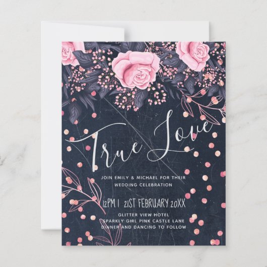 BUDGET Navy Roze Roségoud Bruidsboeket Bloemen (Voorkant)