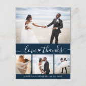 Budget Navy Script Foto Bruiloft Dankjepostkaart Briefkaart (Voorkant)