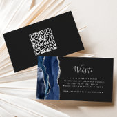 Budget Navy Silver Agate Dark Wedding QR-code Informatiekaartje