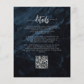 Budget Navy Silver Floral QR Code Wedding Invite (Achterkant)