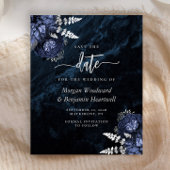 Budget Navy Silver Floral Wedding Save the Date