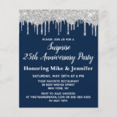 Budget Navy Silver Surprise Jubileum Invitation (Voorkant)