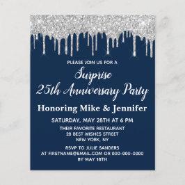 Budget Navy Silver Surprise Jubileum Invitation