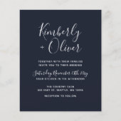 Budget Navy Simple Modern Wedding Invitation (Voorkant)