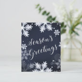 Budget Navy Sneeuw Scene Kerstkaart (Staand voorkant)