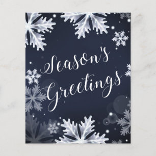 Budget Navy Sneeuw Scene Kerstkaart