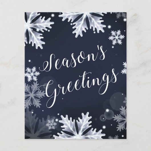 Budget Navy Sneeuw Scene Kerstkaart (Voorkant)