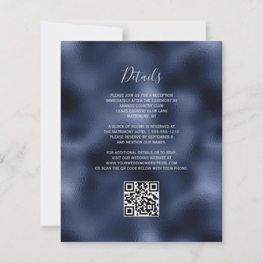 Budget Navy Stofblauw Bloemencode met QR-code voor (Achterkant)