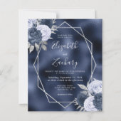Budget Navy Stofblauw Bloemencode met QR-code voor (Voorkant)