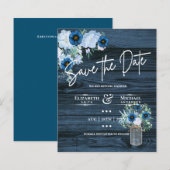 Budget Navy Stofblauw Bloemmotief Landelijke Trouw (Voorkant / Achterkant)