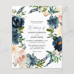 Budget Navy Stofblauw & Roze Blush 2 Bruiloft Flyer