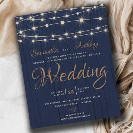 Budget Navy String Lights RSVP Huwelijksuitnodigin
