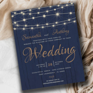 Budget Navy String Lights RSVP Weddenschap