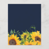 Budget Navy Sunflower Rustic Wedding Invitation (Achterkant)