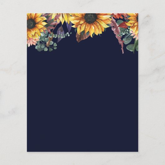 Budget Navy Sunflower Weddenschap (Achterkant)