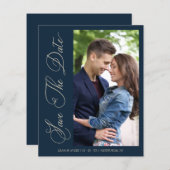 Budget Navy Wedding Photo Wimshical Script  (Voorkant / Achterkant)