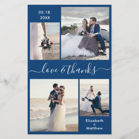Budget Navy White Collage Wedding Bedankt Flyer (Voorkant)