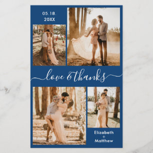 Budget Navy White Collage Wedding Bedankt Flyer