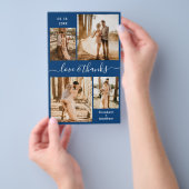 Budget Navy White Collage Wedding Bedankt Flyer (Hand)