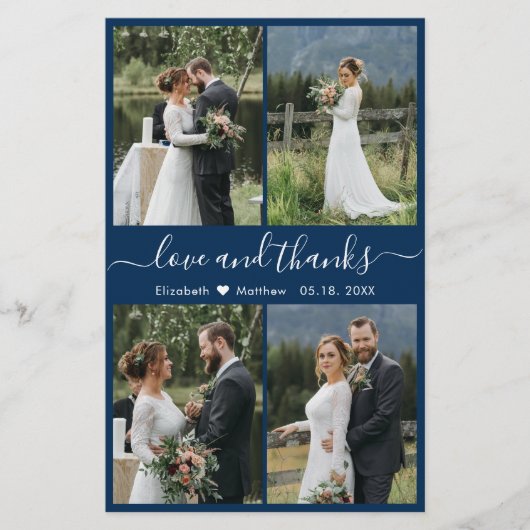 Budget Navy White Collage Wedding Bedankt Flyer (Voorkant)