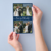 Budget Navy White Collage Wedding Bedankt Flyer (Hand)