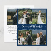 Budget Navy White Photo Collage Wedding Bedankt (Voorkant / Achterkant)
