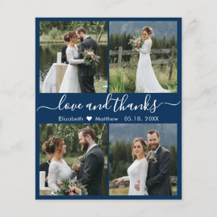Budget Navy White Photo Collage Wedding Bedankt