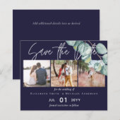 Budget NAVY White Sage Eucalyptus Save Dates PHOTO (Voorkant / Achterkant)