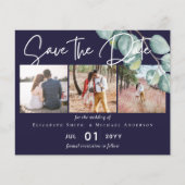 Budget NAVY White Sage Eucalyptus Save Dates PHOTO (Voorkant)