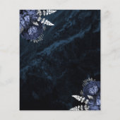 Budget Navy Zilveren Bloem Bruiloft Save the Date (Achterkant)