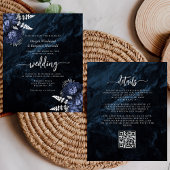 Budget Navy Zilveren Bloemencode QR Code Trouwkaar