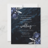 Budget Navy Zilveren Bloemencode QR Code Trouwkaar (Voorkant)