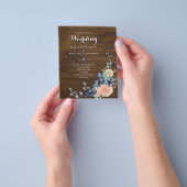 Budget Navyblauw en Koraal Bruiloft Boslandschap Flyer (Hand)