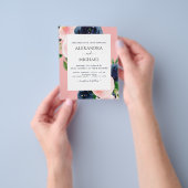 Budget Navyblauw Roze Bloemige Trouwdag Flyer (Hand)