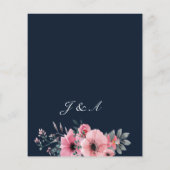 Budget Navyblauw, wit en bordeauxrood bloemenschem Flyer (Achterkant)