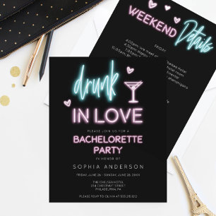 Budget Neon Bachelorette Weekend Uitnodiging