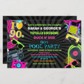 Budget Neon Couples 90s Pool Party Uitnodiging (Voorkant / Achterkant)