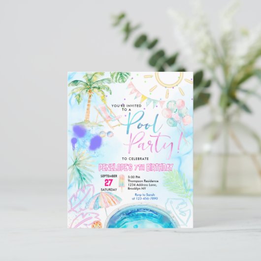 BUDGET Neon Glow Waterverf Pool Party Verjaardag (Staand voorkant)