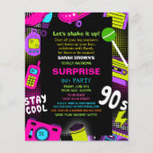 Budget Neon Retro 90s Verjaardagsfeestje Uitnodige (Voorkant)