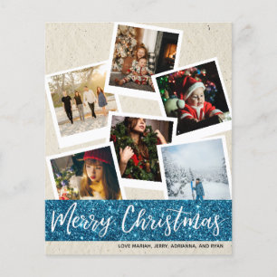 Budget nep-kraft en glinsterende multi-foto kerstk flyer