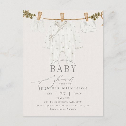 Budget Neutraal Boho Baby shower Uitnodiging Briefkaart (Voorkant)