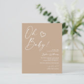 Budget Neutraal Minimalistisch Baby shower Uitnodi (Staand voorkant)