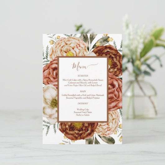 Budget Neutrale Boho Terracotta Informatiekaartje (Staand voorkant)