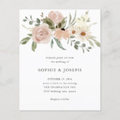BUDGET Neutrale Waterverf Bloemen | Witte bruiloft Flyer (Voorkant)