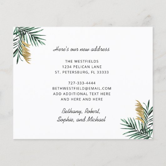 Budget New Address Florida Map Beach Moving Kaart (Achterkant)